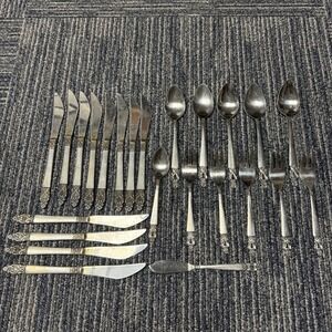 Vtg National Stainless Pierced Olaf Flatware 24 Pc Set Spoons Forks Knives *read